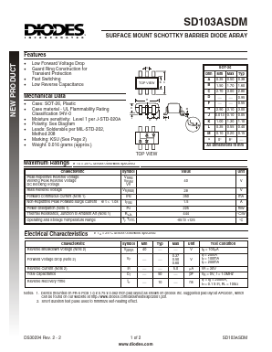 SD103ASDM-7 Datasheet PDF Diodes Incorporated.