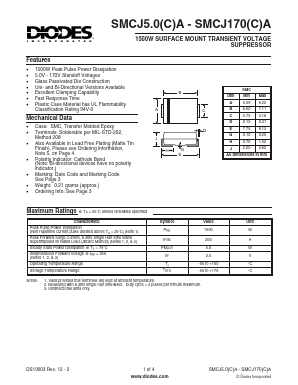 SMCJ7.5CA Datasheet PDF Diodes Incorporated.
