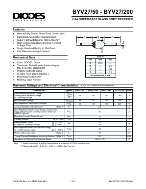 BYV27 Datasheet PDF Diodes Incorporated.