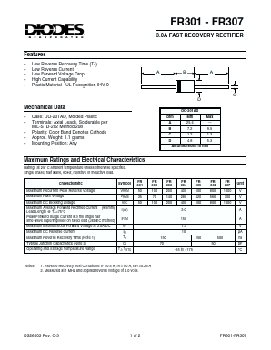 FR307 Datasheet PDF Diodes Incorporated.