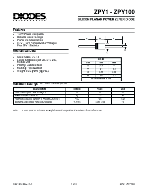 ZPY1 Datasheet PDF Diodes Incorporated.