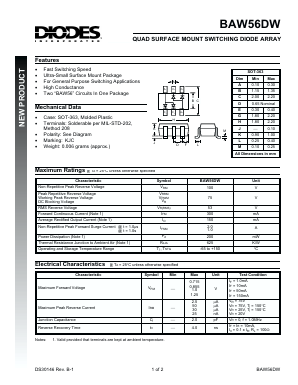 BAV56DW Datasheet PDF Diodes Incorporated.