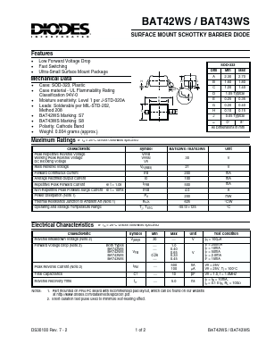 BAT43WS-7 Datasheet PDF Diodes Incorporated.