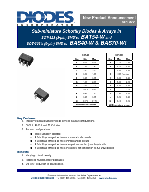BAS40JW Datasheet PDF Diodes Incorporated.