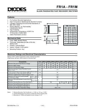 FR1J Datasheet PDF Diodes Incorporated.