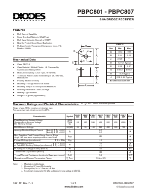PBPC805 Datasheet PDF Diodes Incorporated.