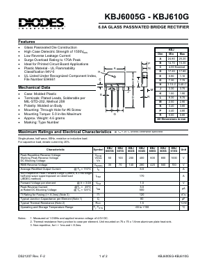 KBJ6005G Datasheet PDF Diodes Incorporated.