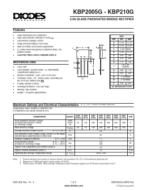 KBP201G Datasheet PDF Diodes Incorporated.