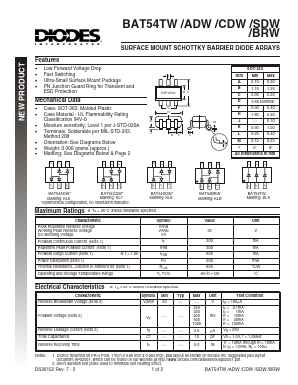 BAT54SDW Datasheet PDF Diodes Incorporated.