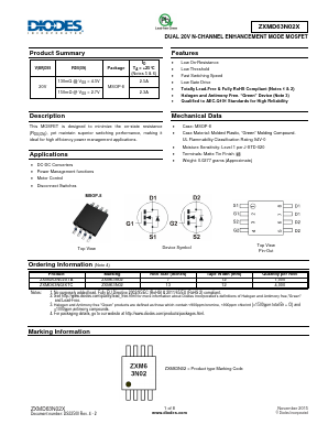 ZXMD63N02X Datasheet PDF Diodes Incorporated.