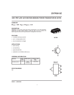ZXTP2013ZTA Datasheet PDF Diodes Incorporated.