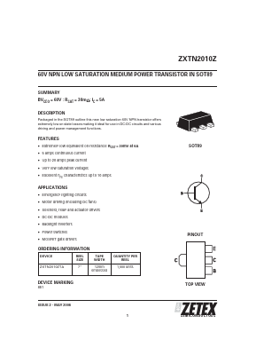 ZXTN2010Z Datasheet PDF Diodes Incorporated.