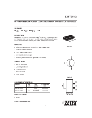ZX5T951GTC Datasheet PDF Diodes Incorporated.