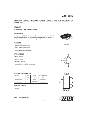 ZX5T853G Datasheet PDF Diodes Incorporated.