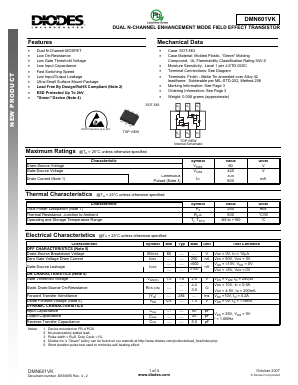 DMN601VK Datasheet PDF Diodes Incorporated.