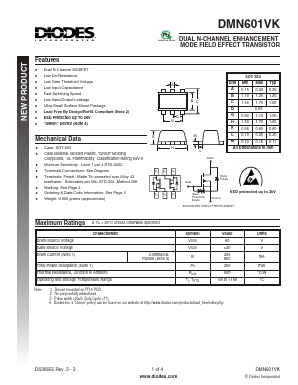 DMN601VK Datasheet PDF Diodes Incorporated.