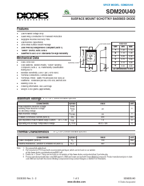 SDM20U40 Datasheet PDF Diodes Incorporated.