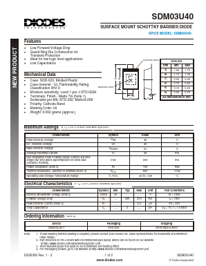 SDM03U40 Datasheet PDF Diodes Incorporated.