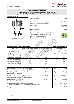 FR20DKD2 Datasheet PDF Diotec Semiconductor Germany 