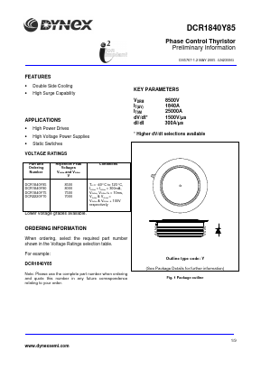 DCR2220Y70 Datasheet PDF Dynex Semiconductor