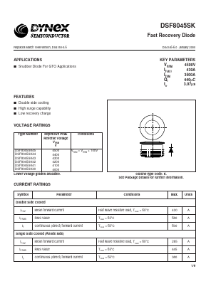 DSF8045SK40 Datasheet PDF Dynex Semiconductor