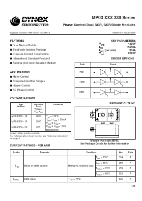 MP03HBT330-08 Datasheet PDF Dynex Semiconductor