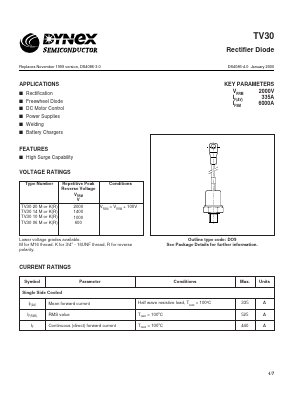TV3014R Datasheet PDF Dynex Semiconductor