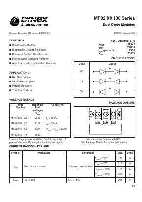 MP02/130-20 Datasheet PDF Dynex Semiconductor