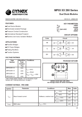 MP03GN260-14 Datasheet PDF Dynex Semiconductor