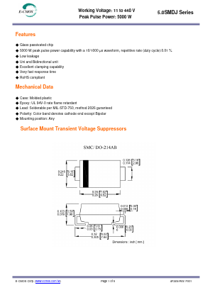 5.0SMDJ60CA Datasheet PDF E-CMOS Corporation