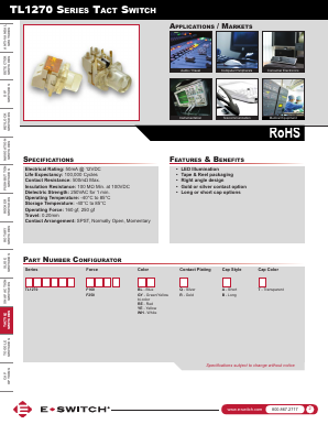 TL1270F160RERBT Datasheet PDF E-SWITCH