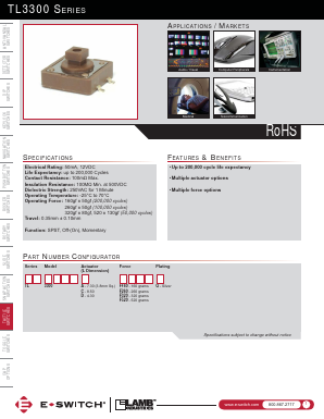 TL3300 Datasheet PDF E-SWITCH