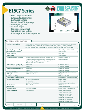 E15C7G2F-155520M Datasheet PDF Ecliptek Corporation