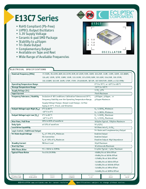 E13C7D2F-200.000M Datasheet PDF Ecliptek Corporation