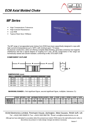 MF1501T-330 Datasheet PDF ECM Electronics Limited.