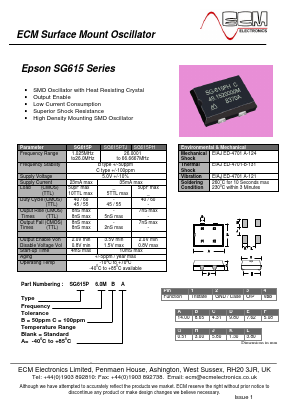 SG615 Datasheet PDF ECM Electronics Limited.