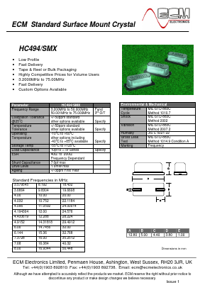 HC494/SMX Datasheet PDF ECM Electronics Limited.