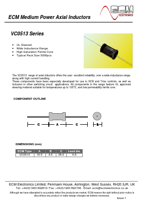 VC0513-100 Datasheet PDF ECM Electronics Limited.
