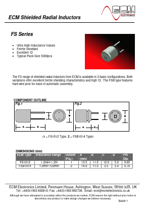 FS1012-392 Datasheet PDF ECM Electronics Limited.