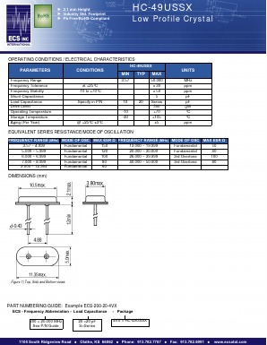 ECS-270-20-4V Datasheet PDF ECS, Inc.