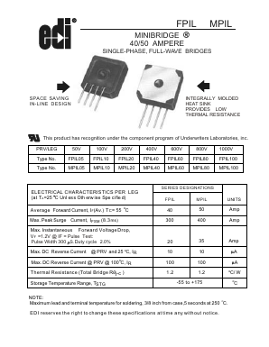 MPIL60 Datasheet PDF Electronic devices inc.