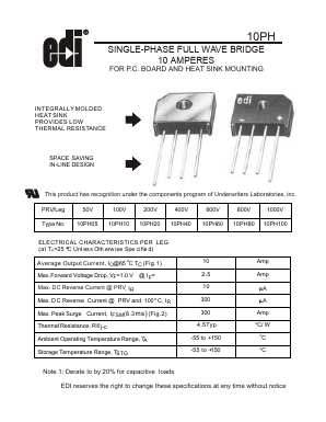 10PH60 Datasheet PDF Electronic devices inc.