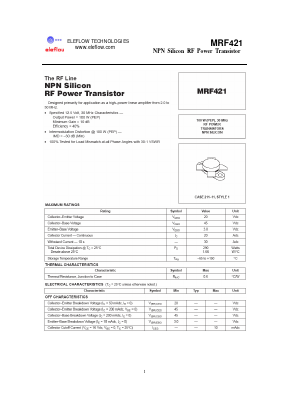 MRF421 Datasheet PDF eleflow technologies co., ltd.