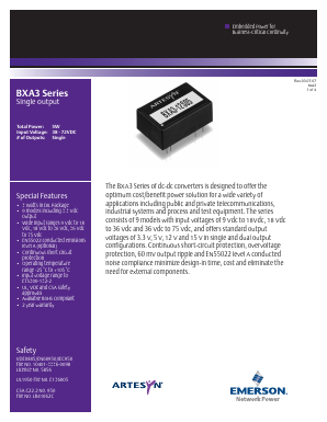 BXA3-24S05J Datasheet PDF Emerson Network Power