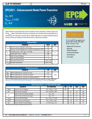 EPC2021 Datasheet PDF Espros Photonics corp