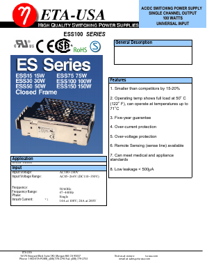 ESS100-15 Datasheet PDF ETA-USA