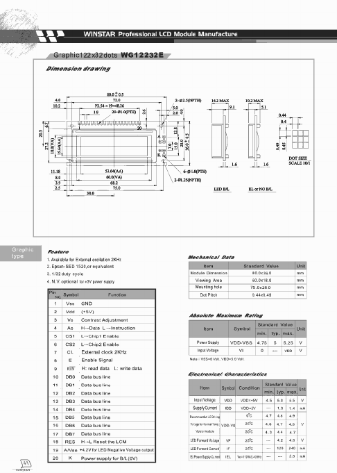 WG12232E Datasheet PDF ETC