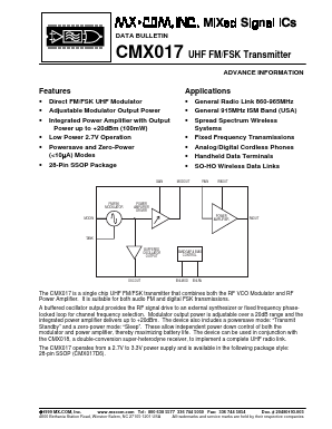 CMX017 Datasheet PDF ETC
