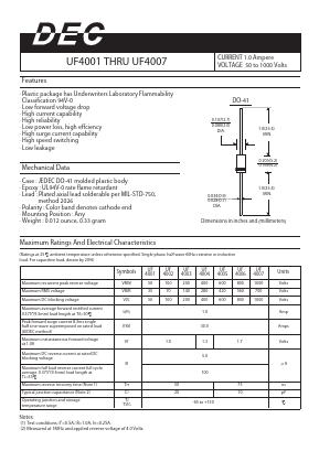 UF4001 Datasheet PDF ETC