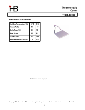 TEC1-12706 Datasheet PDF ETC2